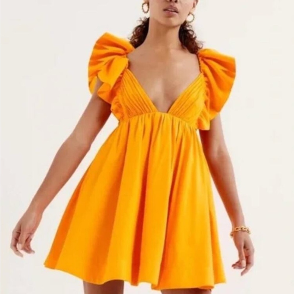 For Love And Lemons Bright Orange Mini Dress